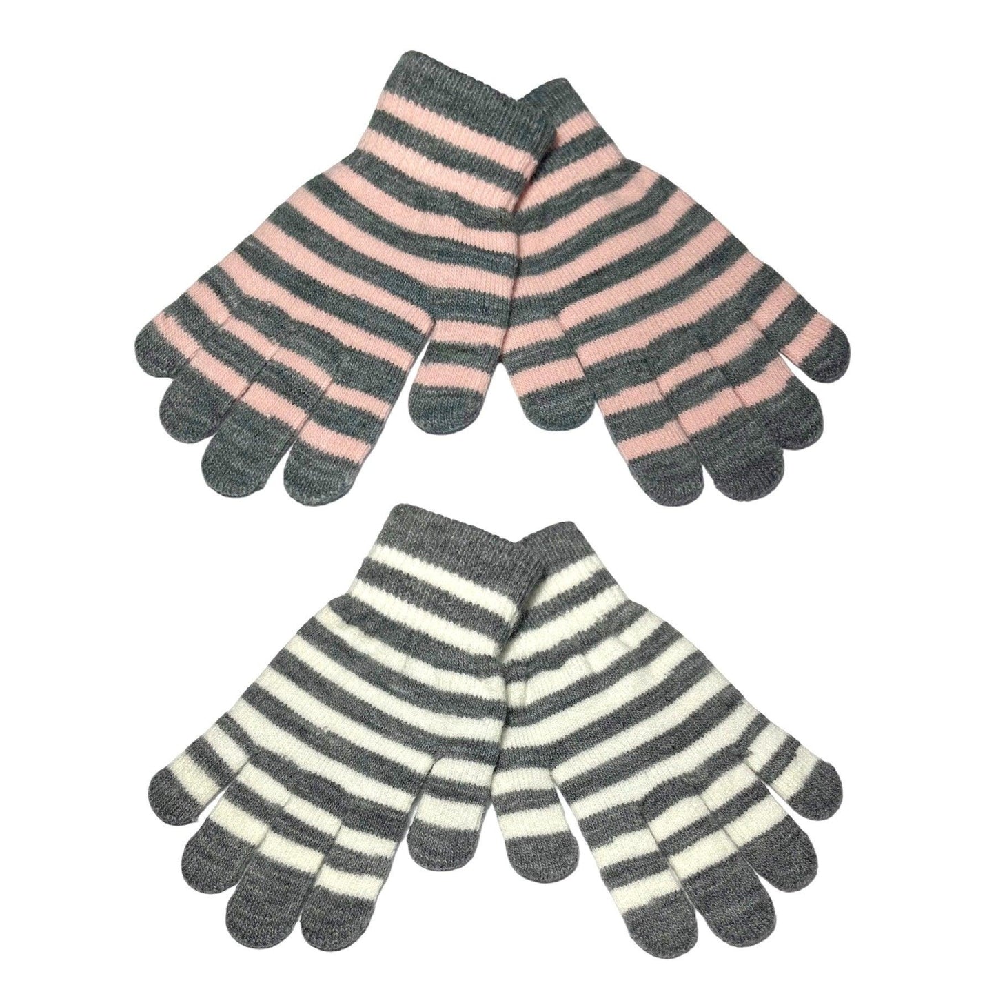 2 pairs Kids stripe pattern gloves Age 3 - 7
