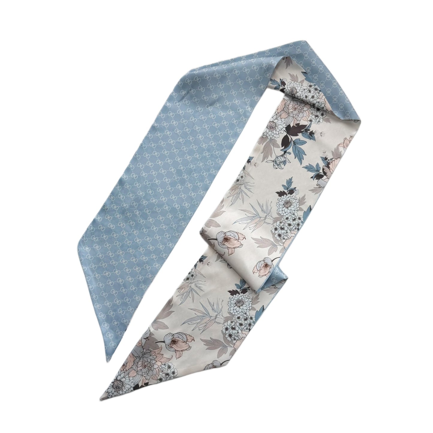 Narrow scarf printed satin silky scarf 148 x 13 cm