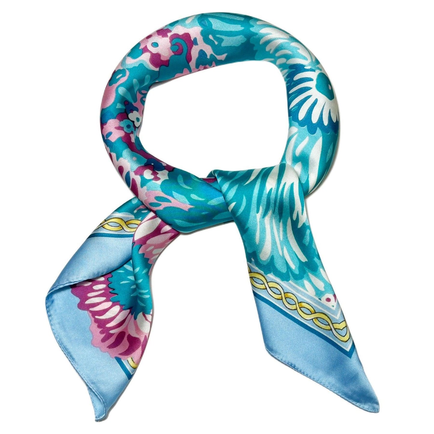 Printed square satin silk scarf 70 x 70 cm