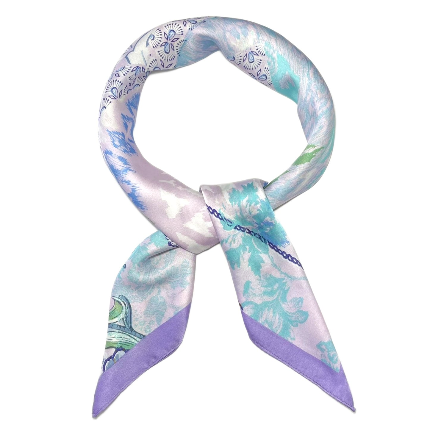 Printed square satin silk scarf 70 x 70 cm