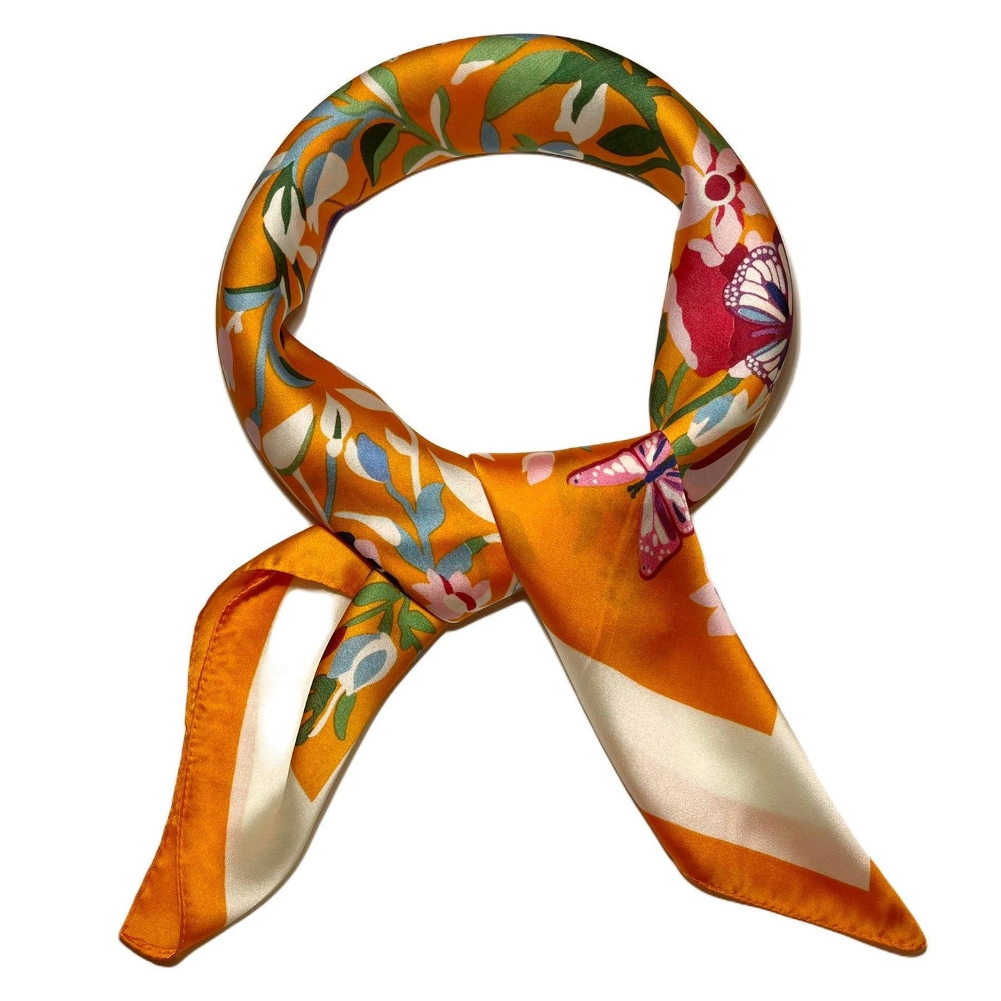 Printed square satin silk scarf 70 x 70 cm