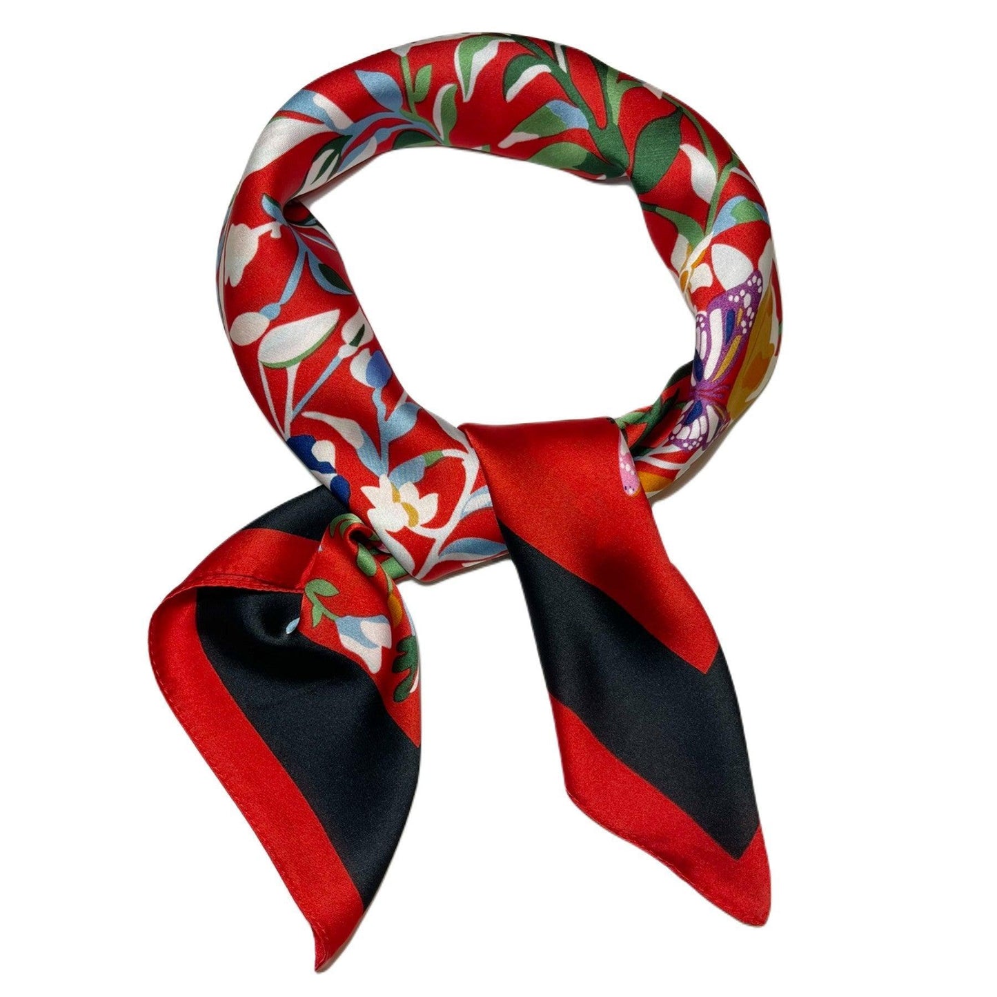 Printed square satin silk scarf 70 x 70 cm