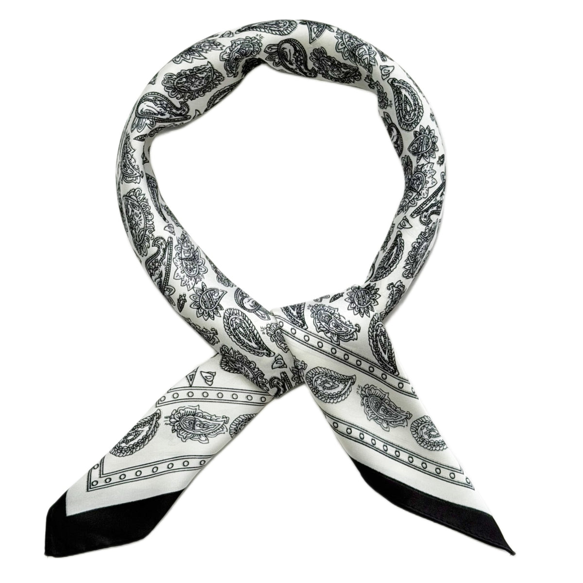 Paisley Print square satin silk scarf 70x70 cm
