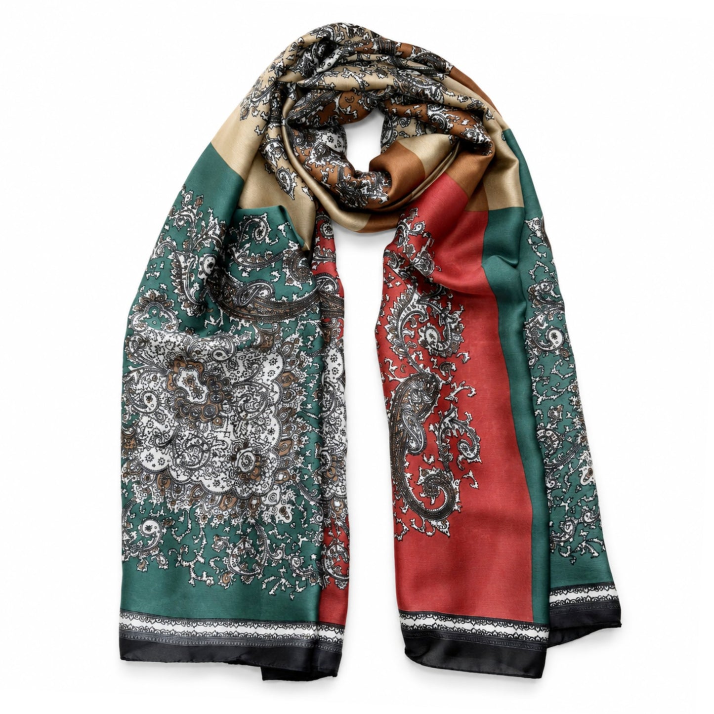 Satin Silk Scarf for Women Printed Silky Neck Scarf 180x90 cm