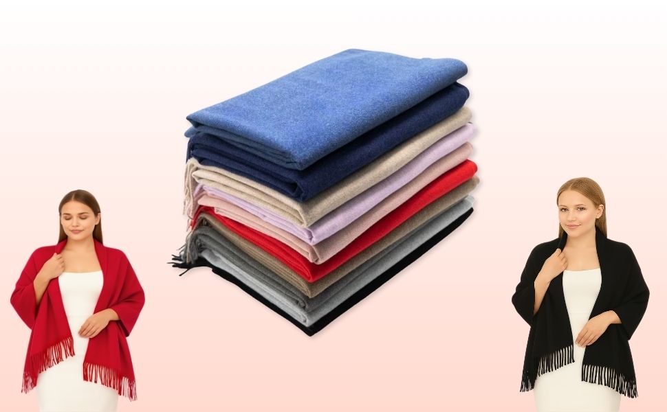 Cashmere feel Scarves Plain Scarf for Women & Men Thick Pashmina Shawl