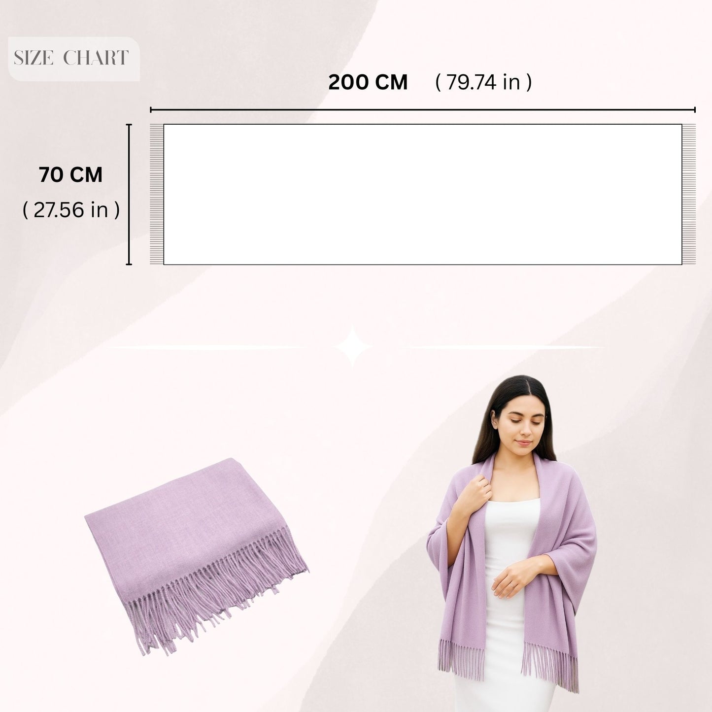 Cashmere feel Scarves Plain Scarf for Women & Men Thick Pashmina Shawl