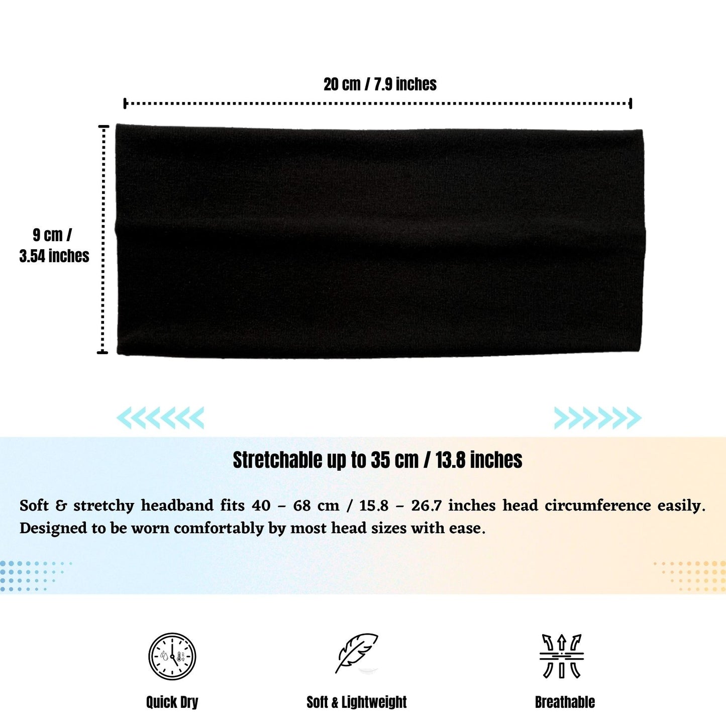9 cm wide headbands 2 Pack