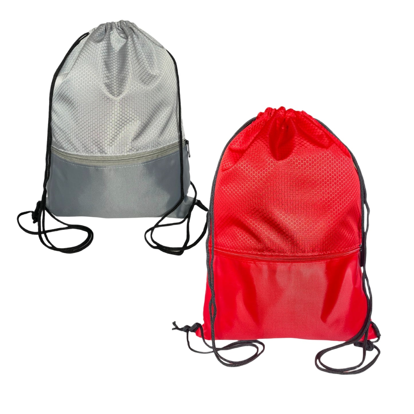 Drawstring bag with front zip pocket gym school bag