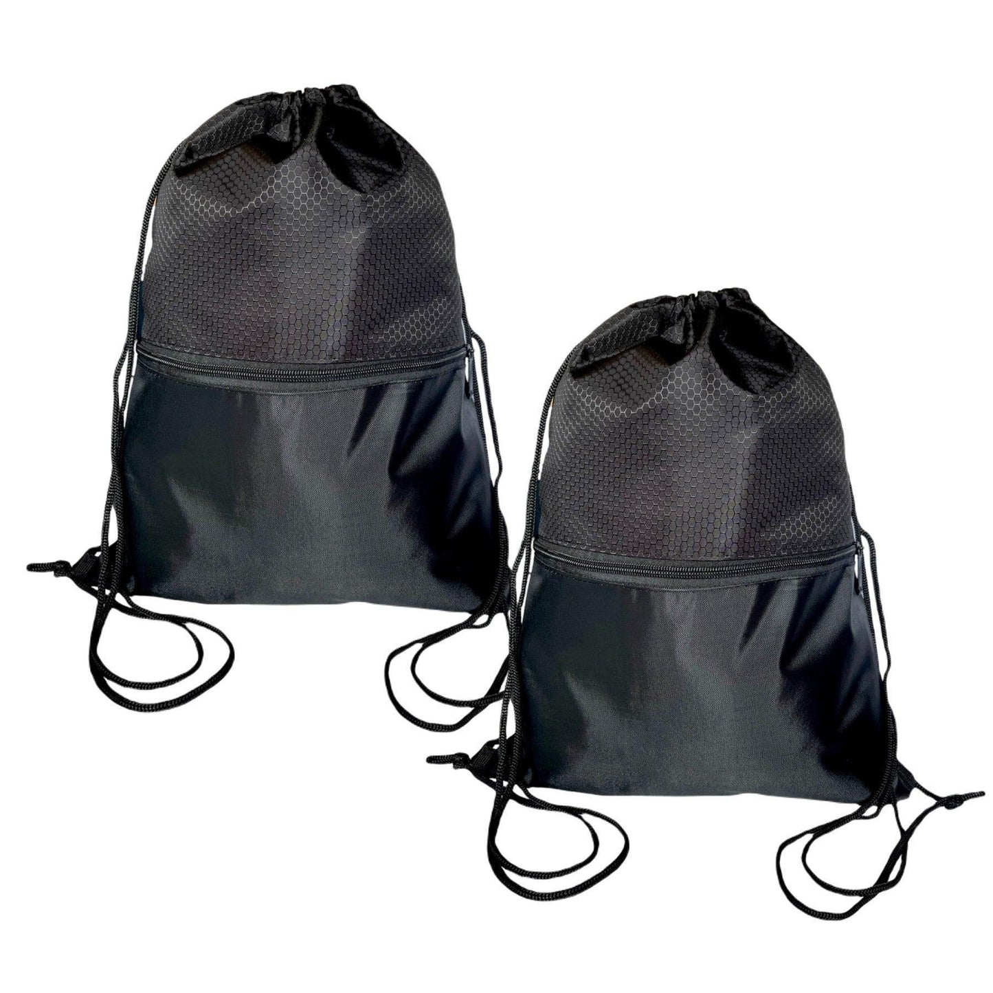 Drawstring bag with front zip pocket gym school bag
