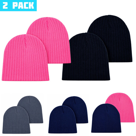 Kids stripe pattern beanie hats Pack of 2