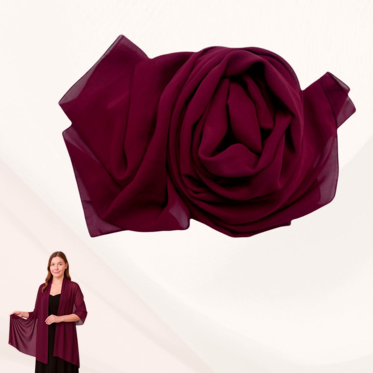 Chiffon shawl for women 185x70cm