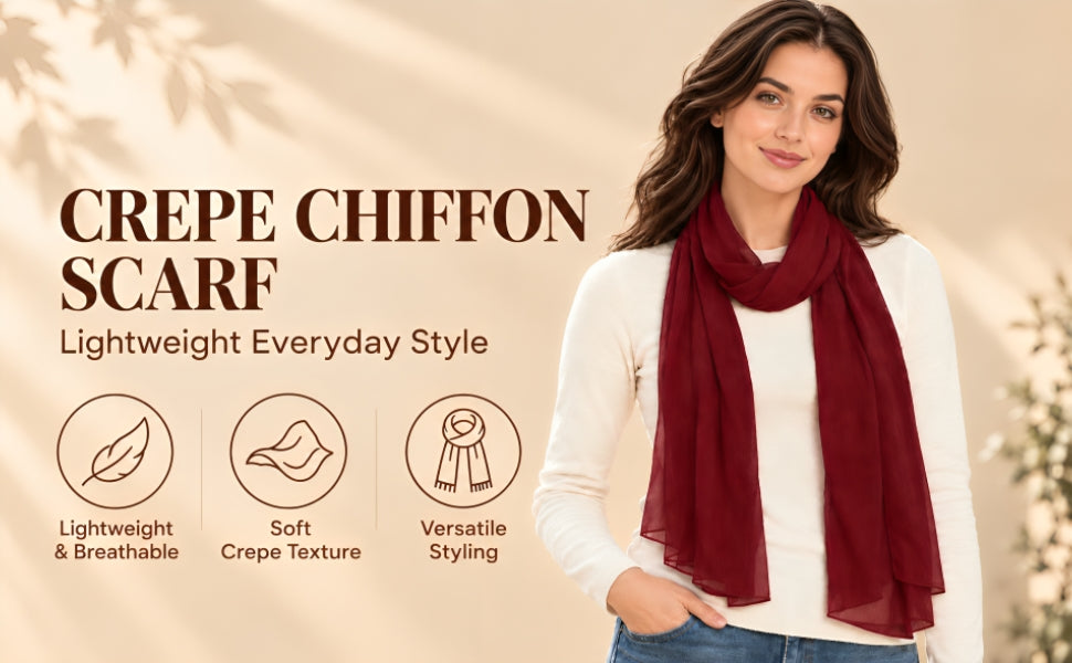 Crepe chiffon scarf 150 x47 cm