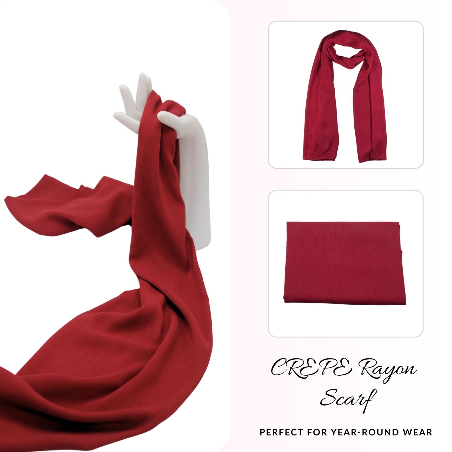 Crepe rayon scarf 180 x 65 cm