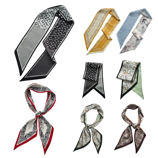 Narrow scarf printed satin silky scarf 148 x 13 cm