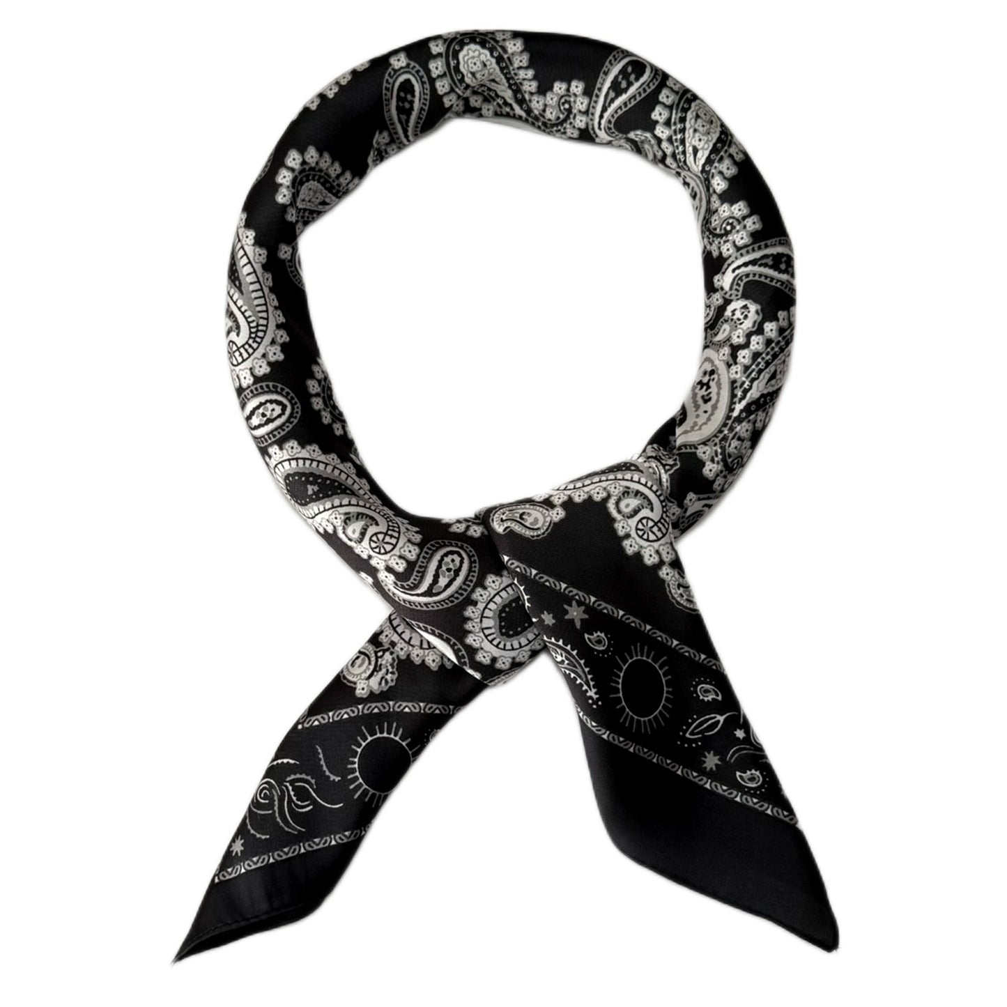 Paisley Print square satin silk scarf 70x70 cm