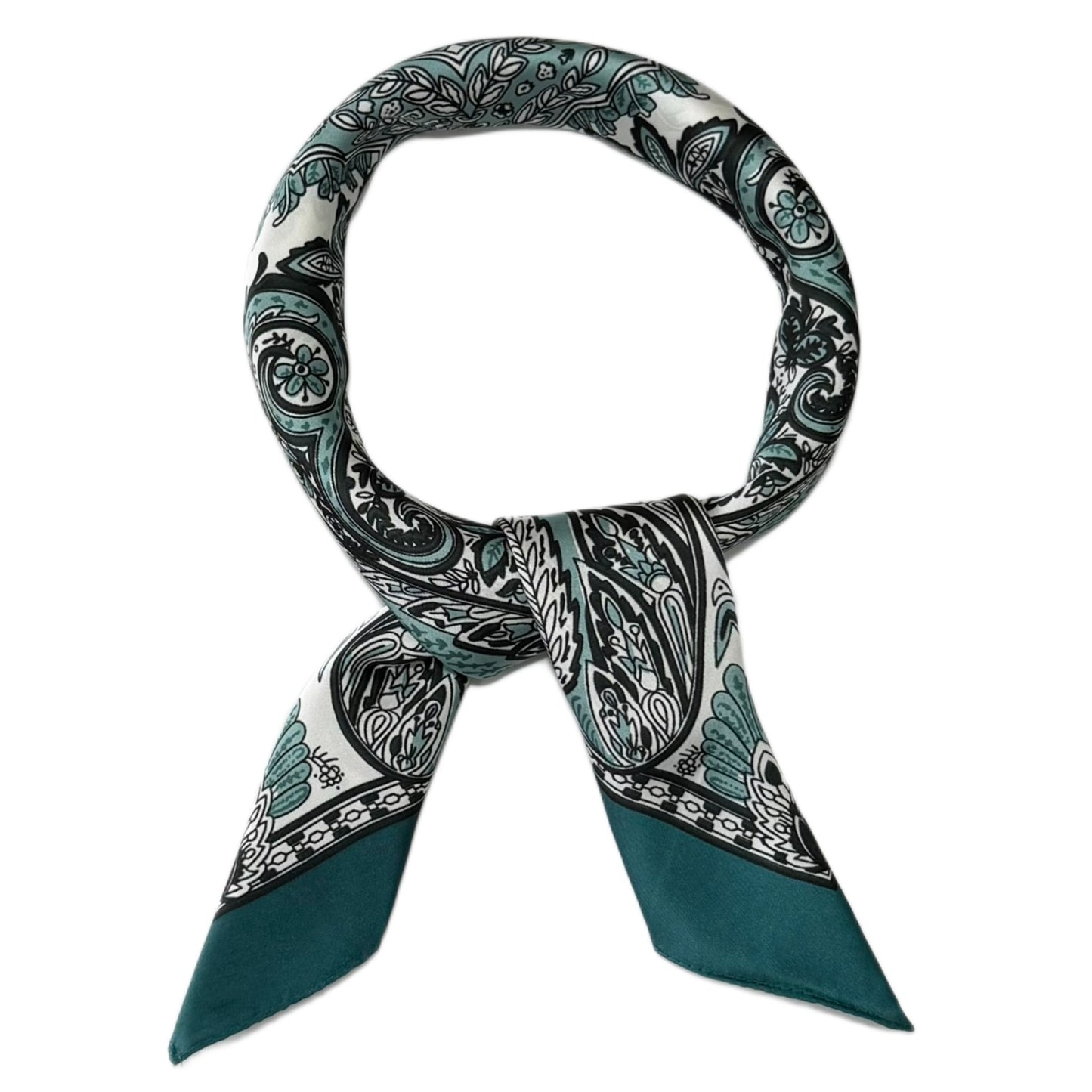Paisley Print square satin silk scarf 70x70 cm