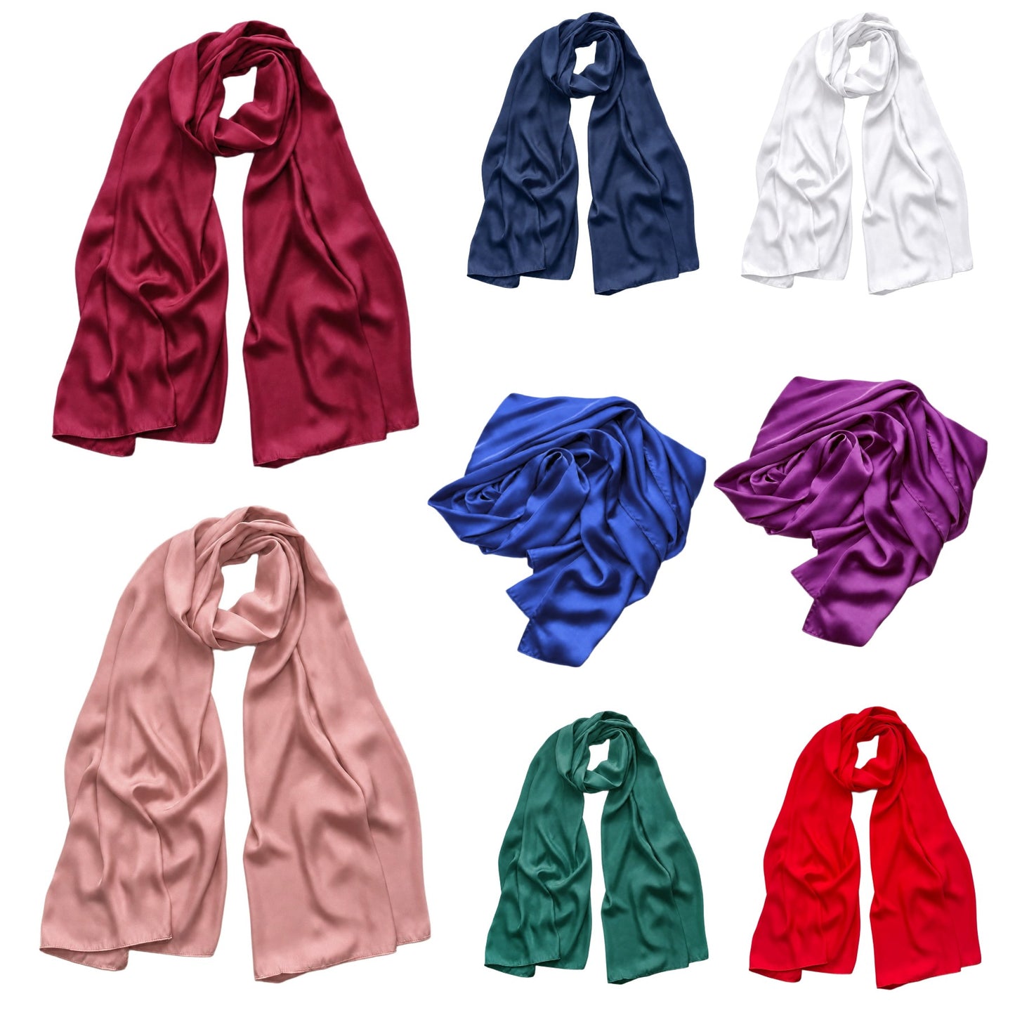 Satin Silk Scarf for Women Plain Silky Scarves 180x70 cm