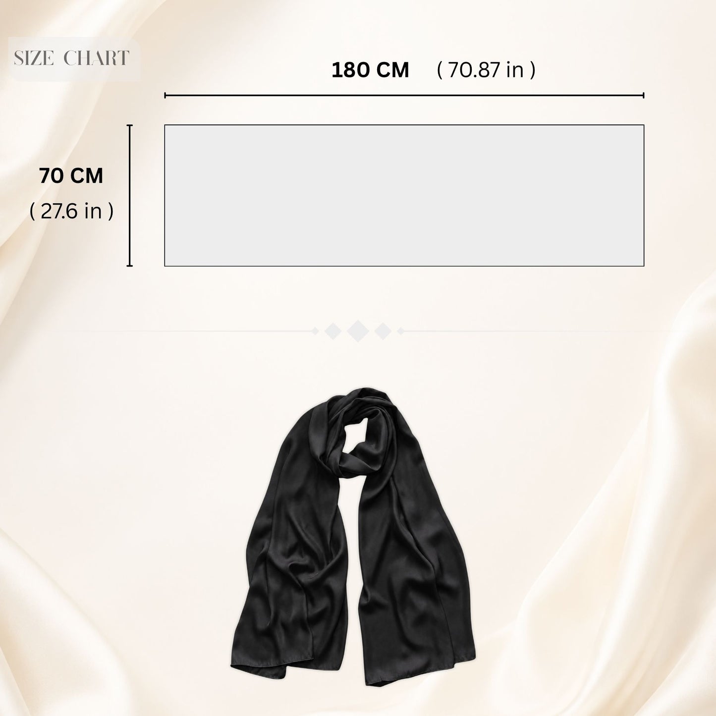 Satin Silk Scarf for Women Plain Silky Scarves 180x70 cm