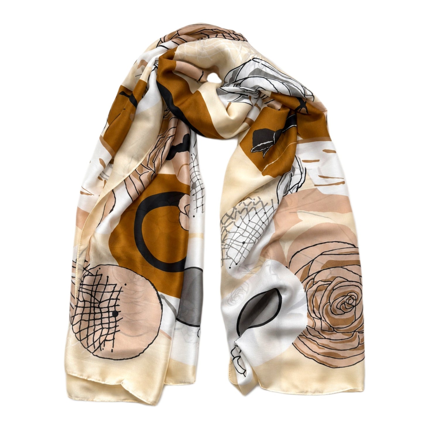 Satin Silk Scarf for Women Printed Silky Neck Scarf 180x90 cm