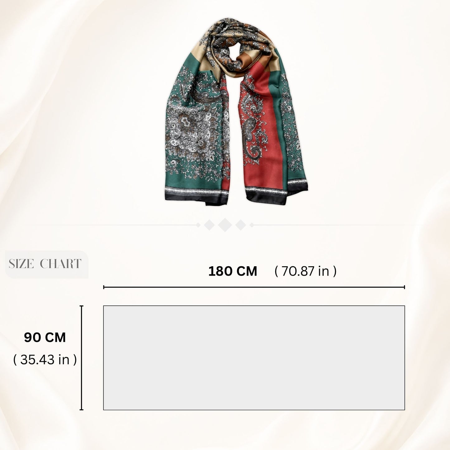 Satin Silk Scarf for Women Printed Silky Neck Scarf 180x90 cm