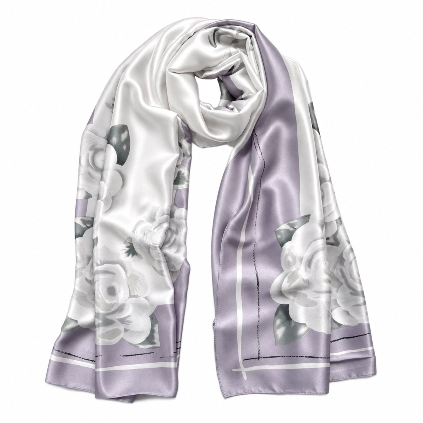 Satin Silk Scarf for Women Printed Silky Neck Scarf 180x90 cm