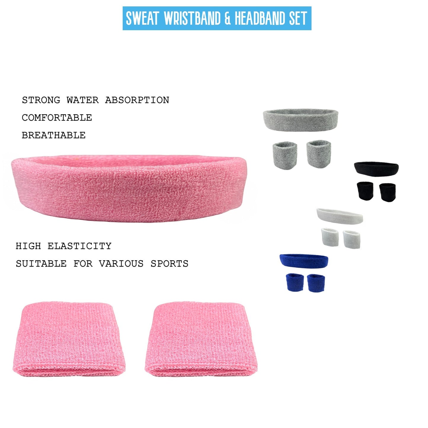 Sweatband & Wristbands 3pc set