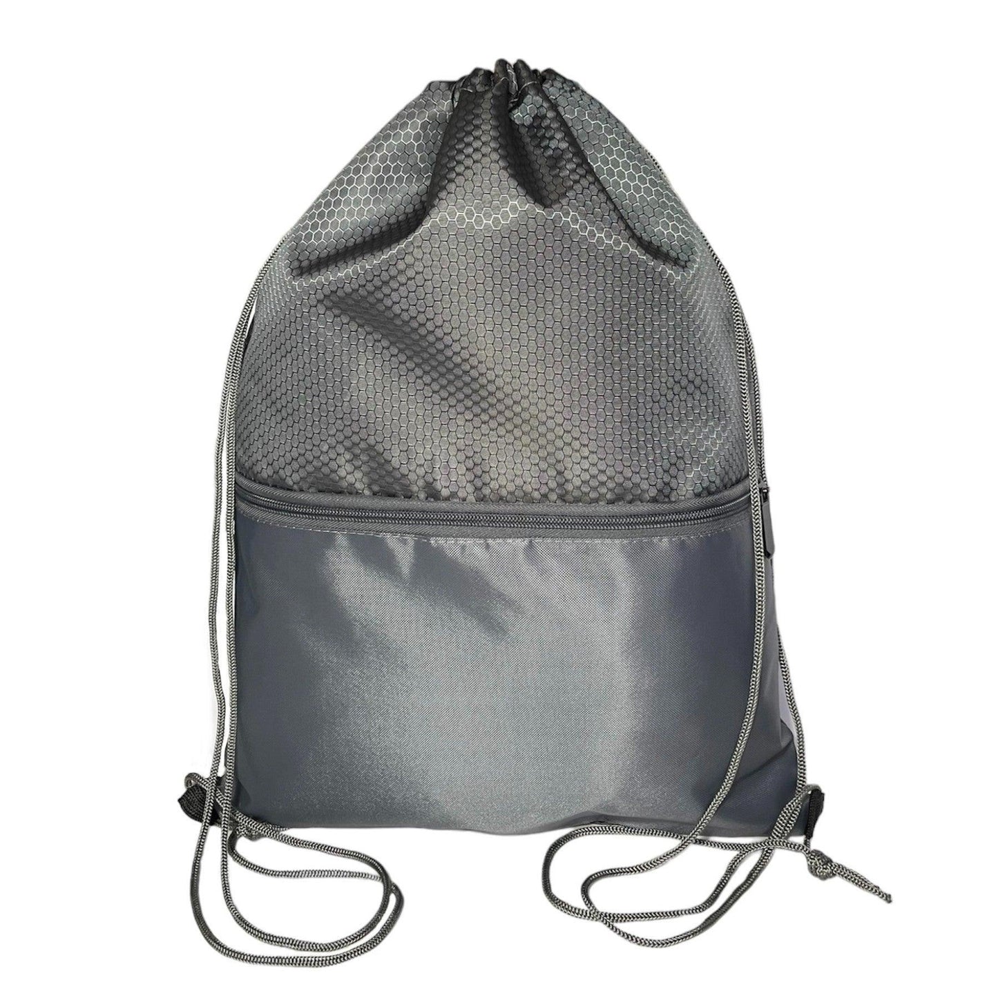 Drawstring bag with front zip pocket gym school bag