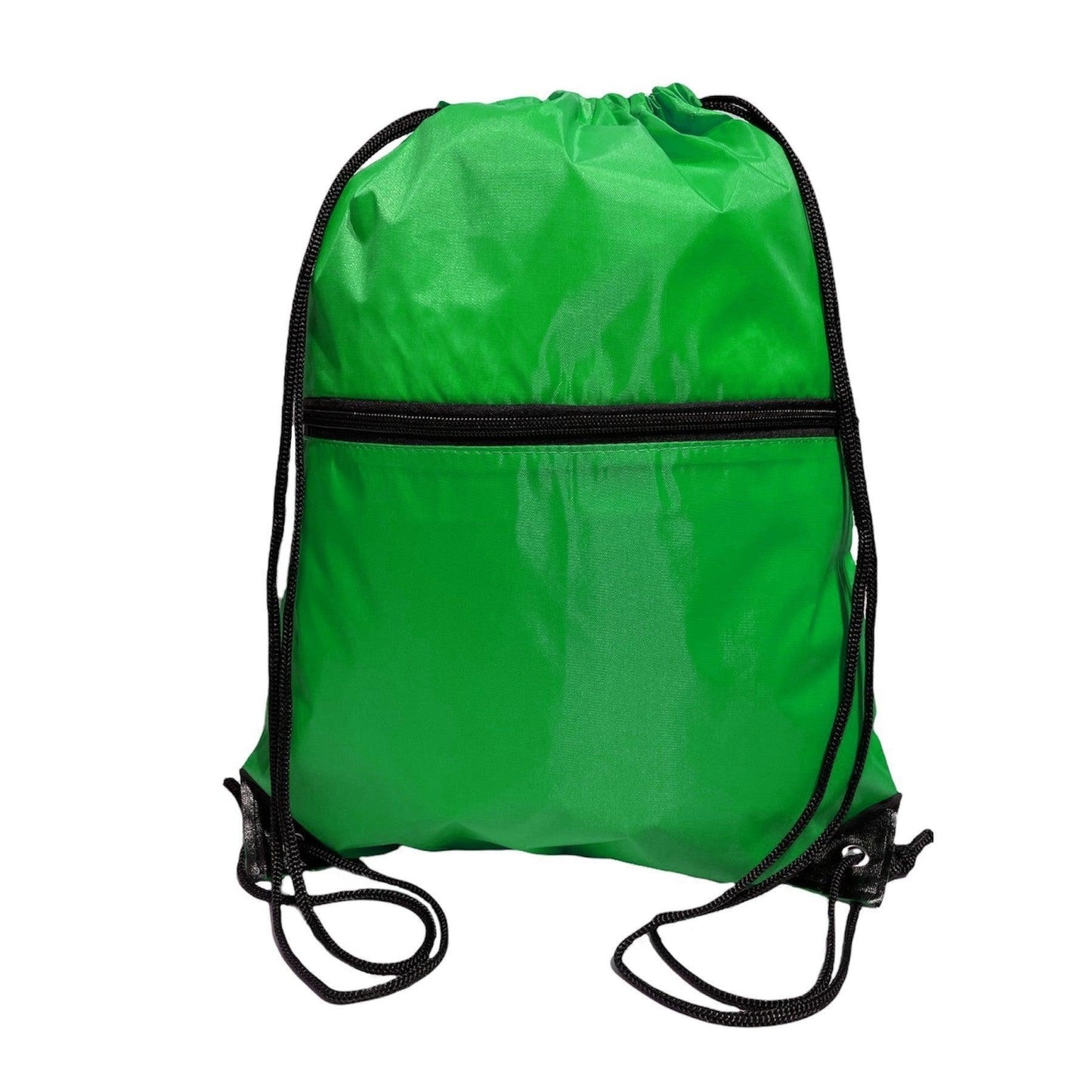 Drawstring bag with front zip pocket gym school bag