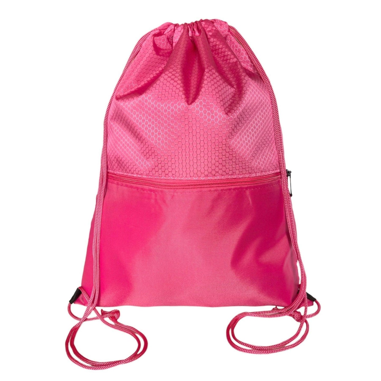 Drawstring bag with front zip pocket gym school bag