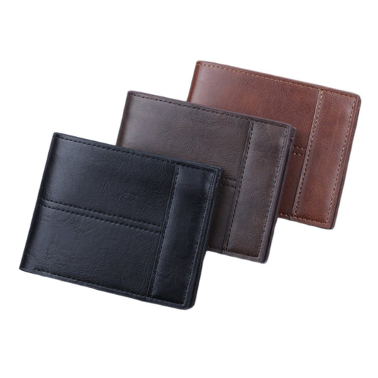 Mens Wallet Faux Leather Bifold Wallet with Zipped Coin Pocket & card slots