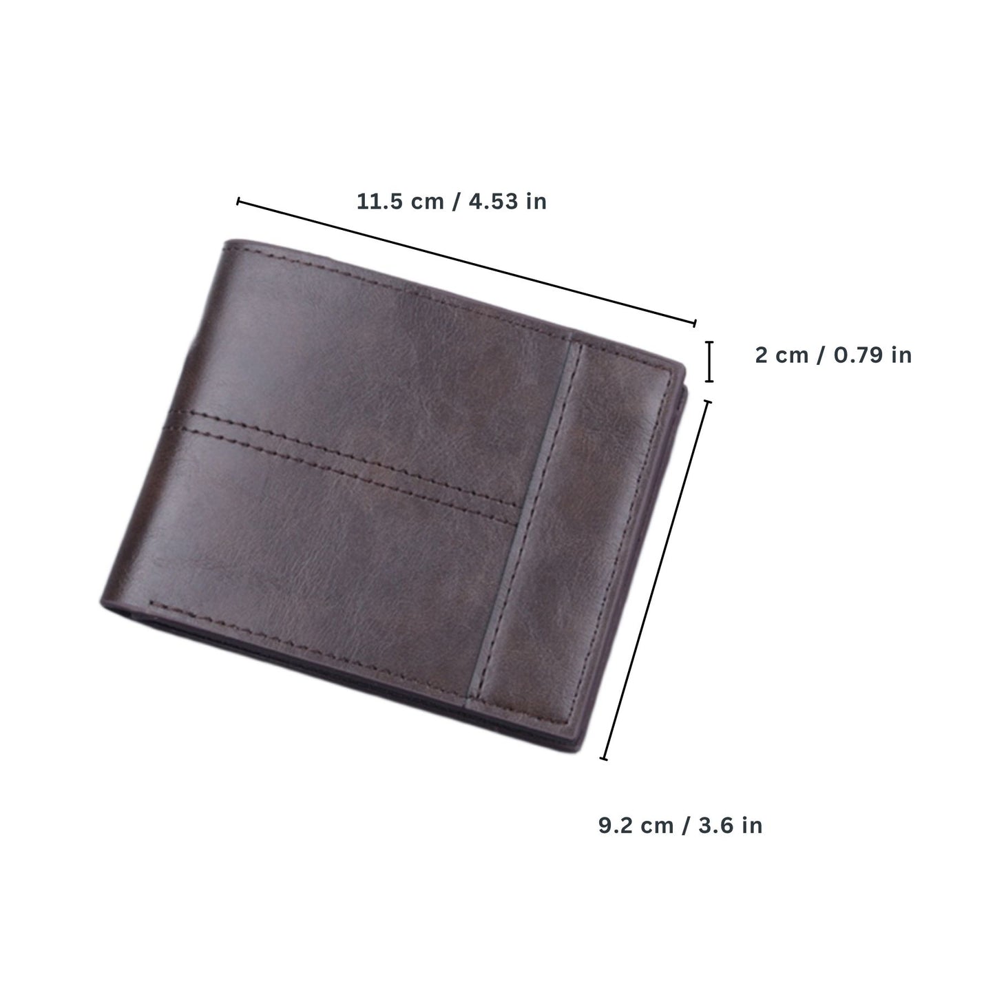 Mens Wallet Faux Leather Bifold Wallet with Zipped Coin Pocket & card slots
