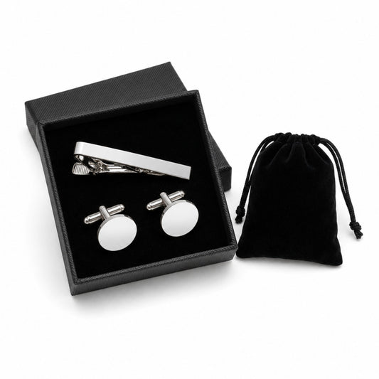 Cufflinks and Tie Clip Set for Men Wedding Business and Formal Shirt Accessories with Gift Box and Storage Pouch