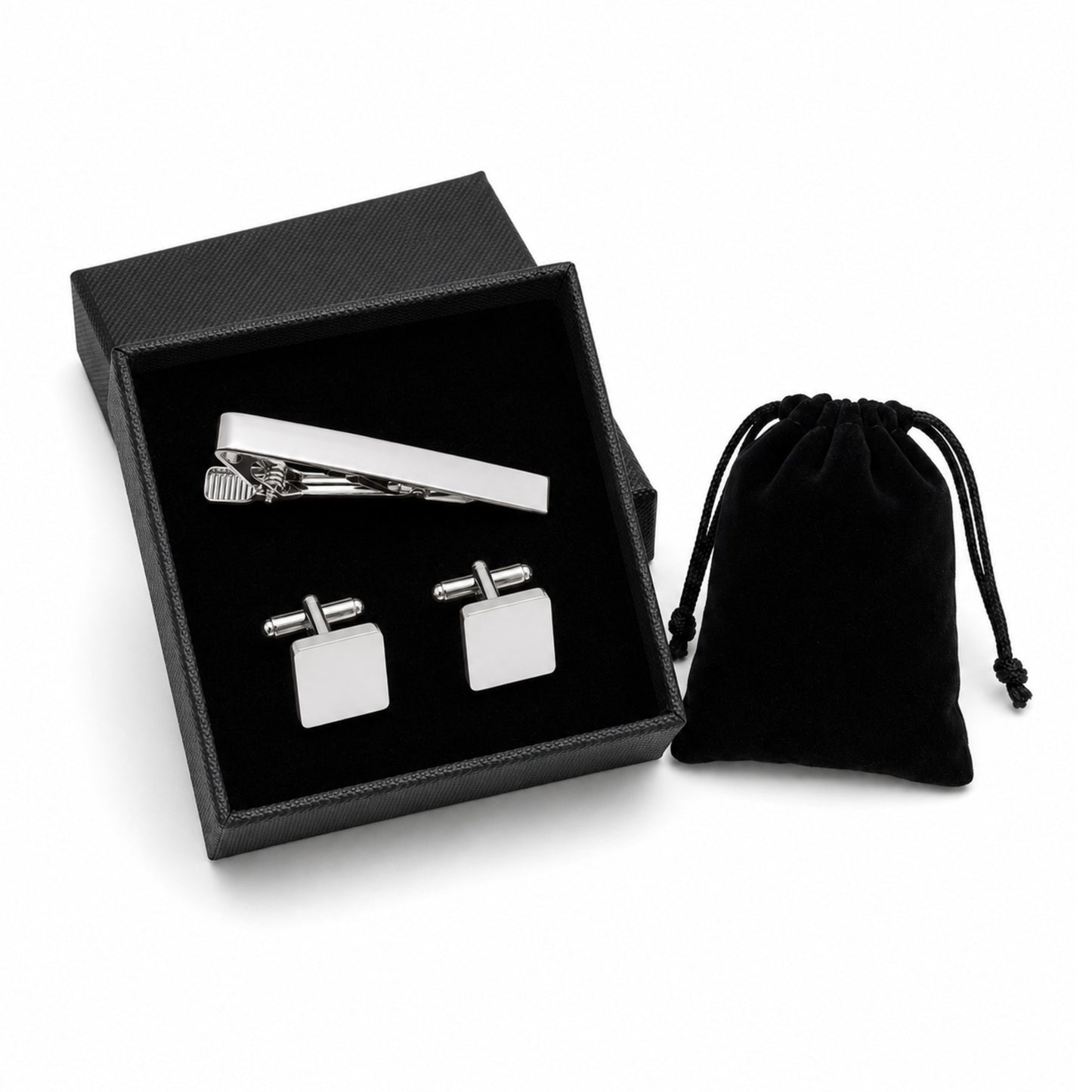 Cufflinks and Tie Clip Set for Men Wedding Business and Formal Shirt Accessories with Gift Box and Storage Pouch