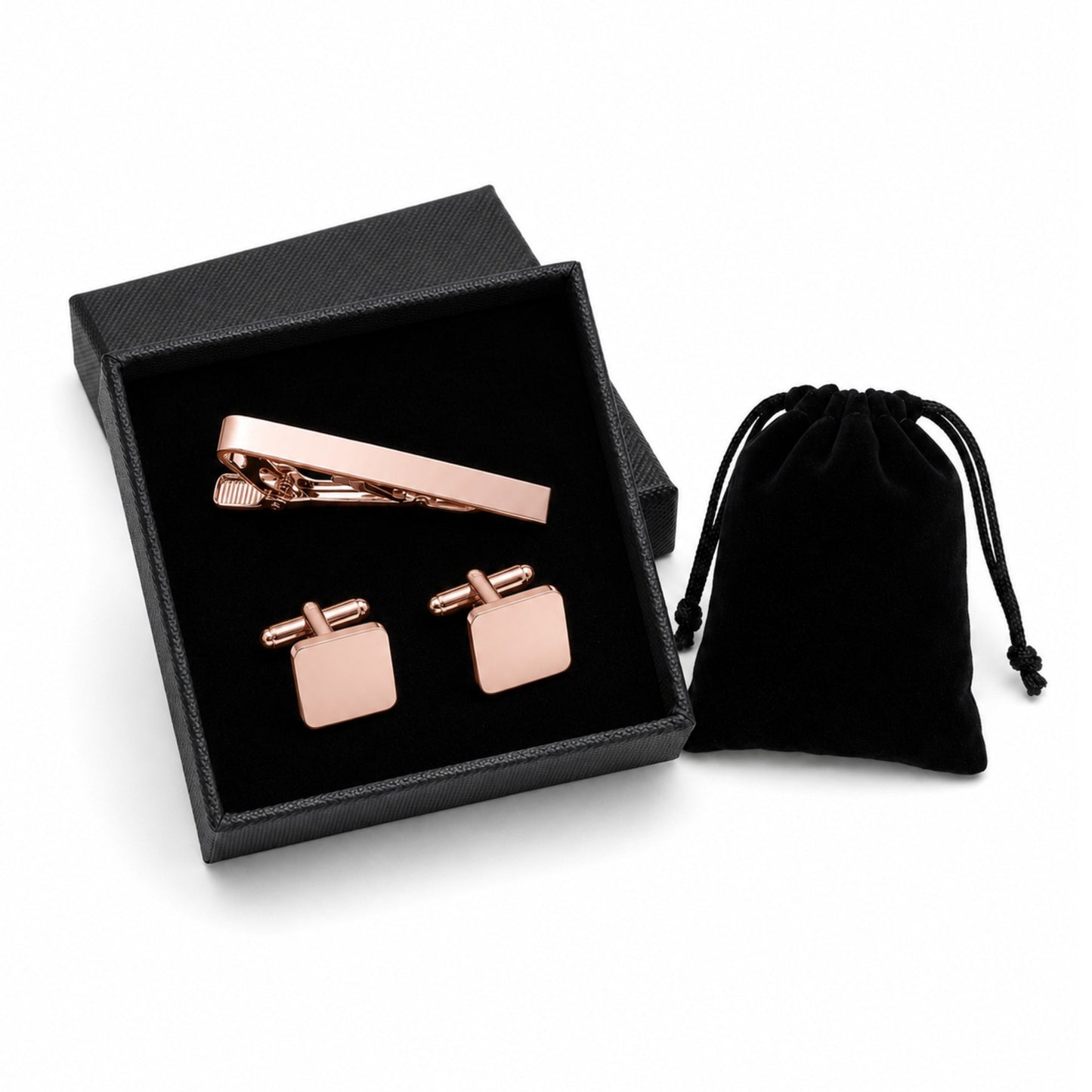 Cufflinks and Tie Clip Set for Men Wedding Business and Formal Shirt Accessories with Gift Box and Storage Pouch