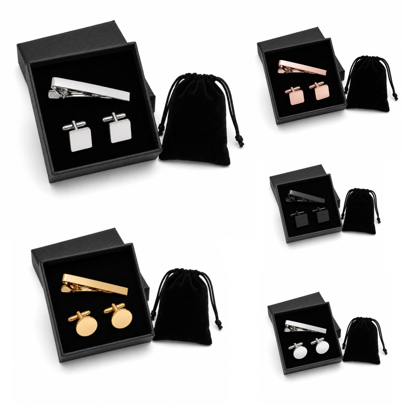 Cufflinks and Tie Clip Set for Men Wedding Business and Formal Shirt Accessories with Gift Box and Storage Pouch